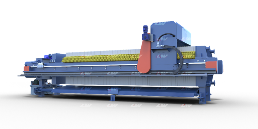 Filter press with cloth washing system, render