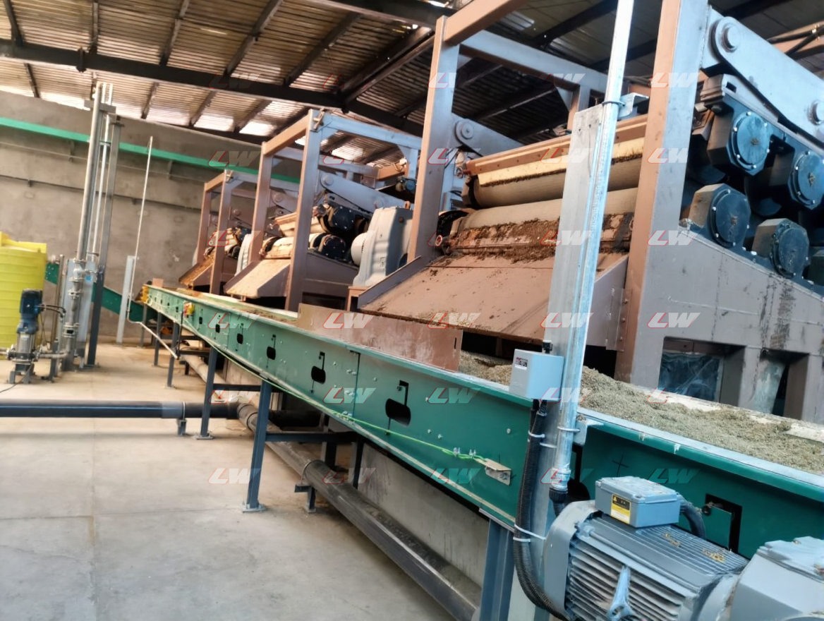 Belt filter press sets installed at a dairy farm