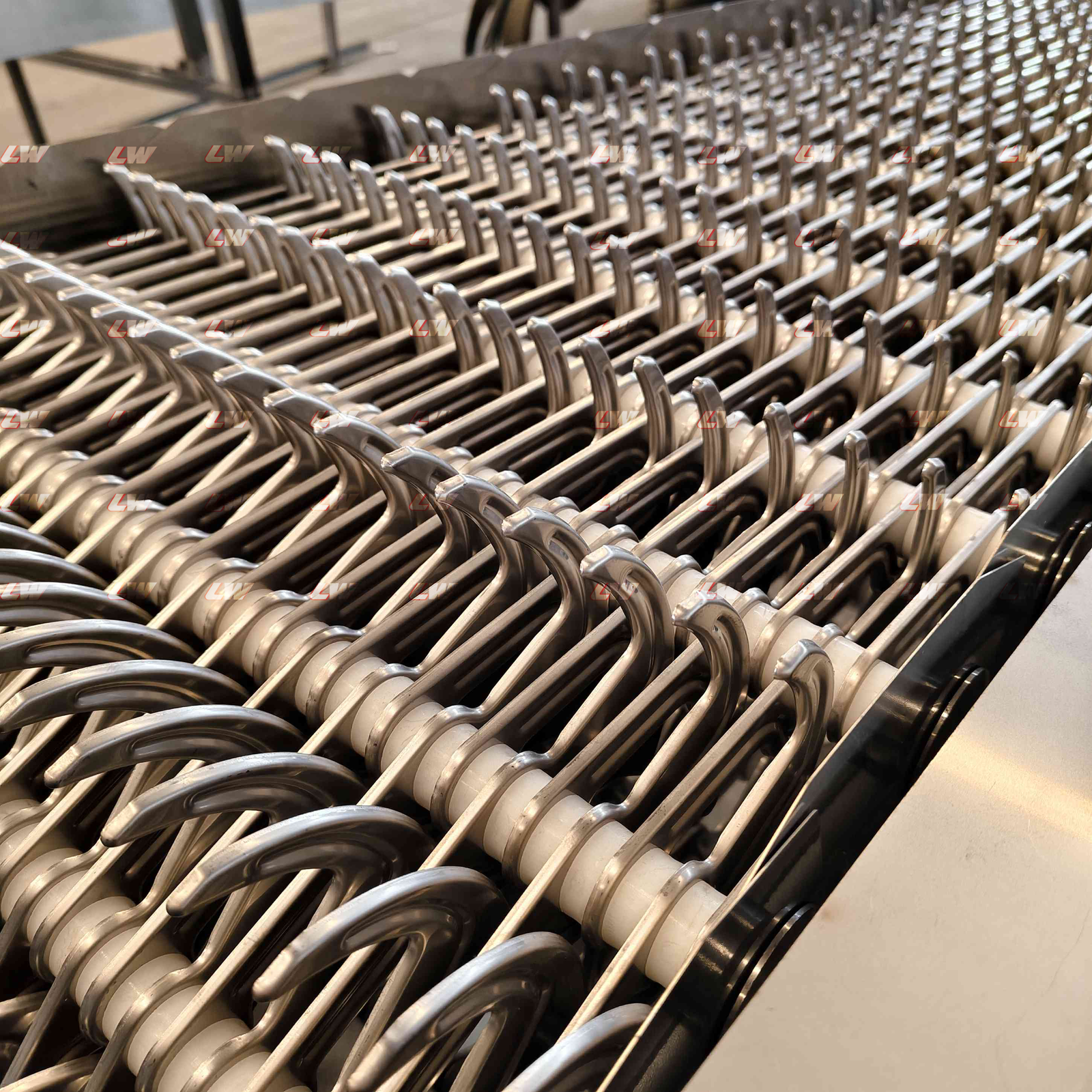 Bar rack and rake assembly of a rotary bar screen during manufacture at the Loway works