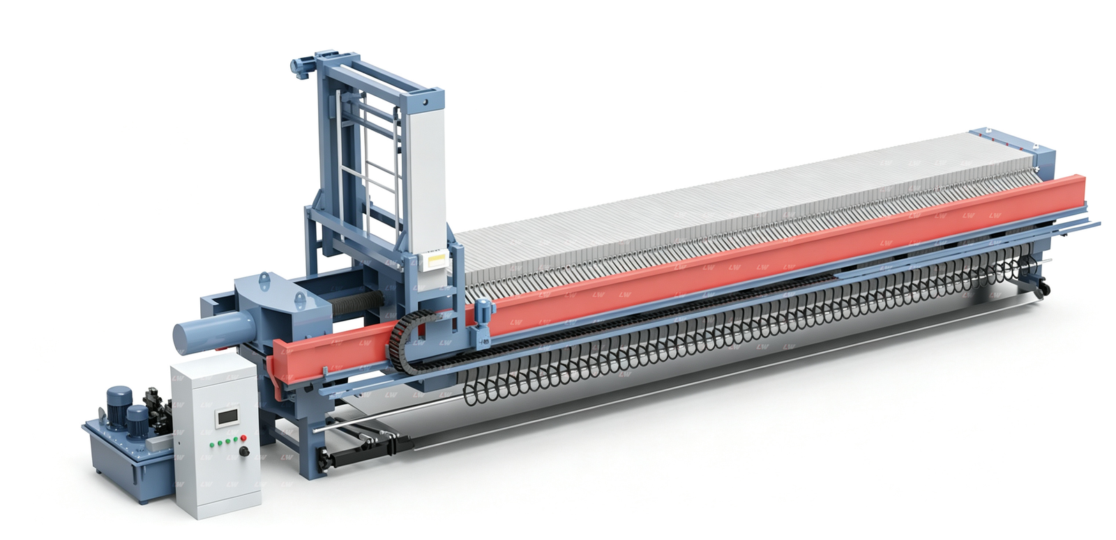 3D design of a Loway filter press for solid-liquid separation