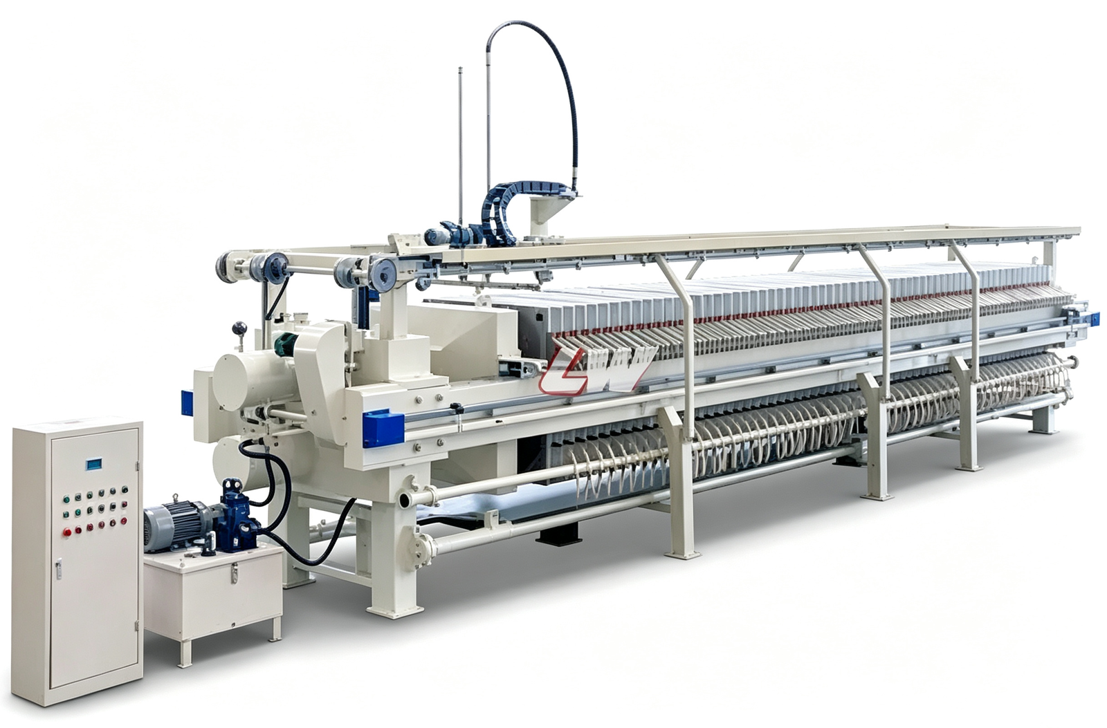 Loway automatic filter press for solid liquid separation with automatic cloth washing and PLC control cabinet