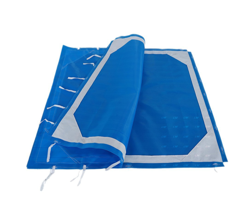 Blue nylon monofilament filter cloths with reinforced corners