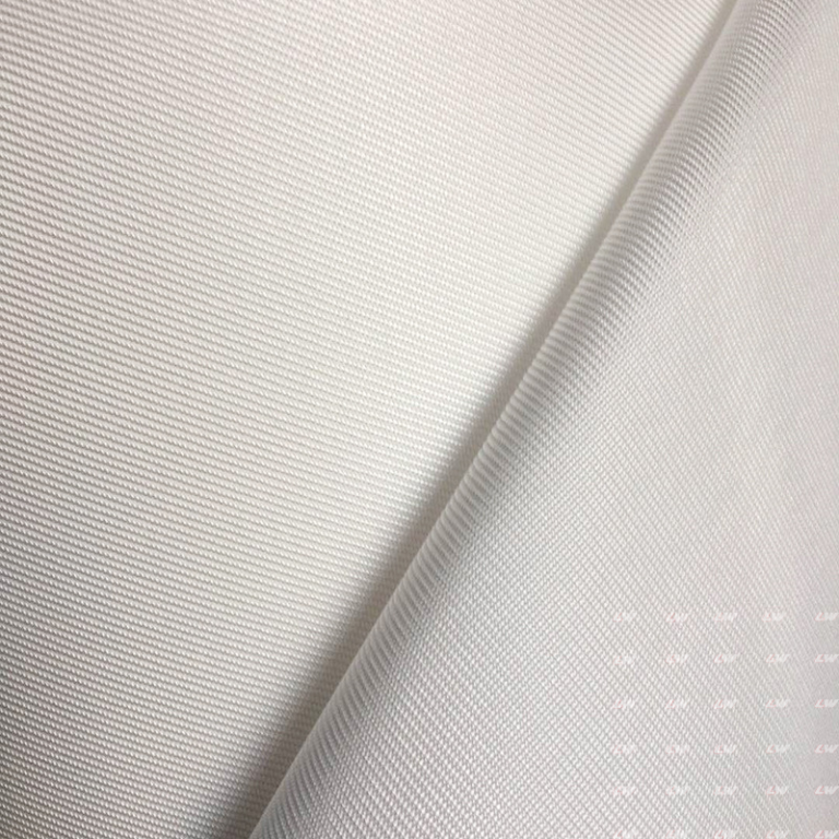 White polypropylene multifilament filter cloth, weave close-up